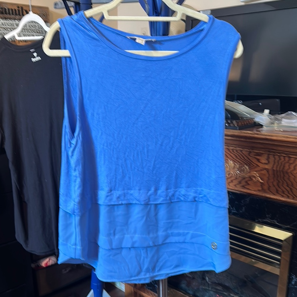 Michael Kors Blue Tank Top with Seam Details